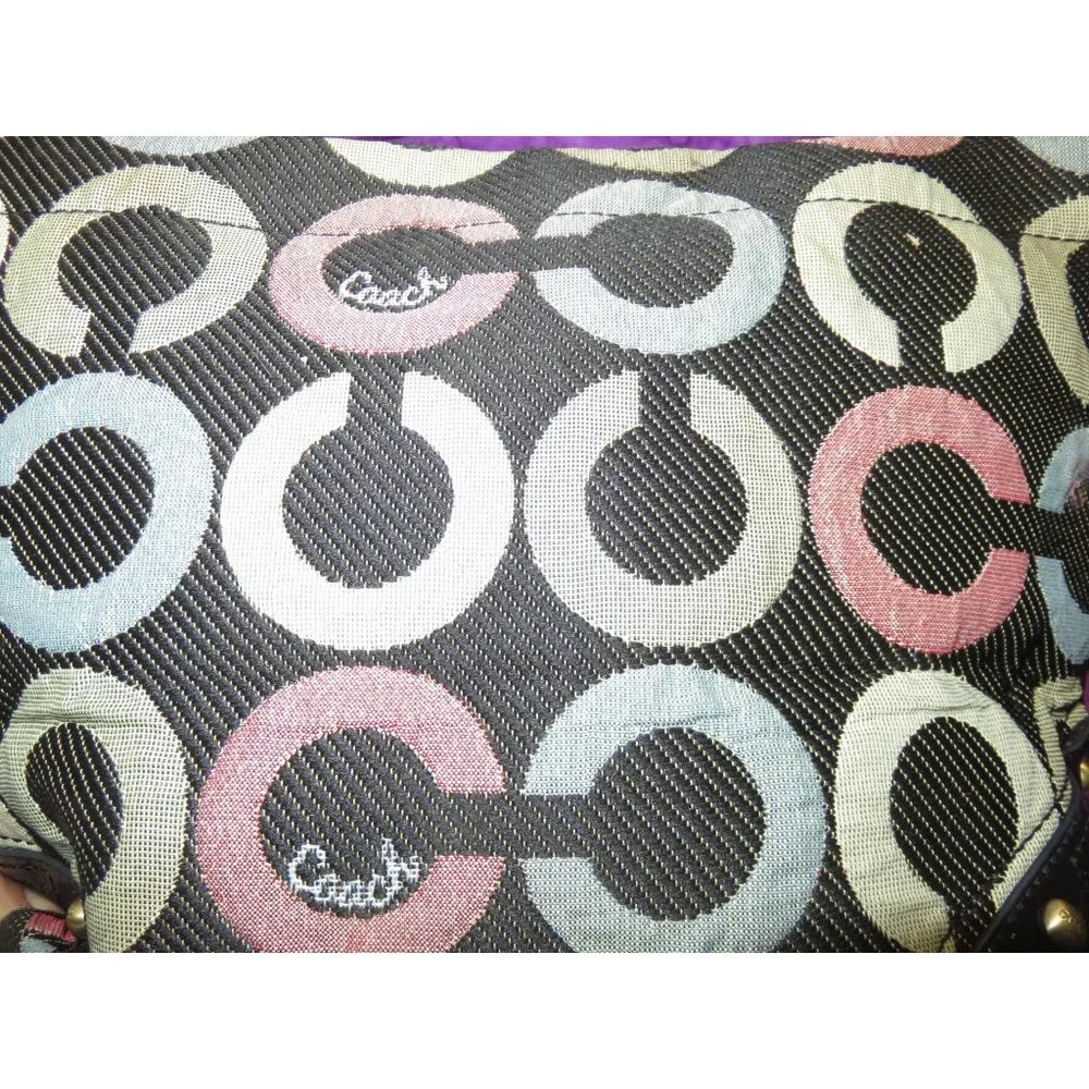Coach Vintage Carly Multicolor Signature Monogram Canvas & Leather Hobo Bag